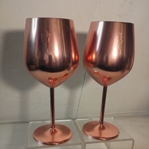 GUSTO NOSTRO Stainless Steel  Wine Drinking Goblets Rose Gold  Set 18 oz Unbreak